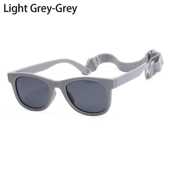 Fleksible polariserte solbriller for barn med justerbare for 2-8 år småbarn (grå)