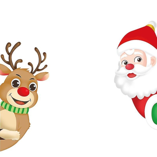 2 stk. Julevinduesklistermærker, kiggende julemand og Rudolph Window Clings Snowflake Decal til julevinduesdekoration (1）