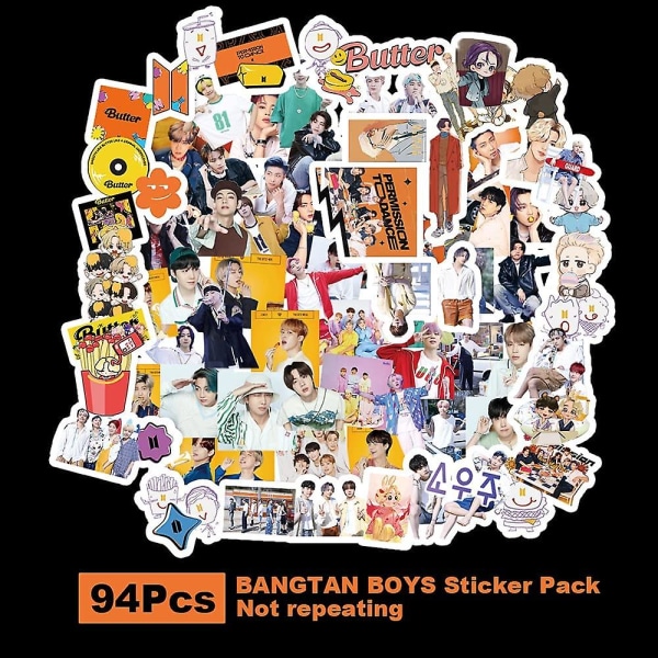Bangtan Boys Sticker Pack 94st Butter Sticker Ny Ablum Butter Cartoon Waterproof Sticker För Laptop Skidor Bangtanboys Sticker