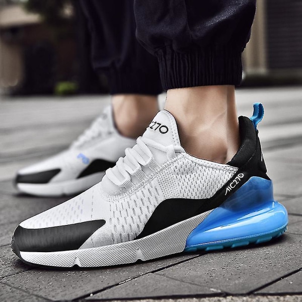 Mens Air Sports Running Shoes Breathable Sneakers Universal All Year Women Shoes Max 270 WhiteBlue 42