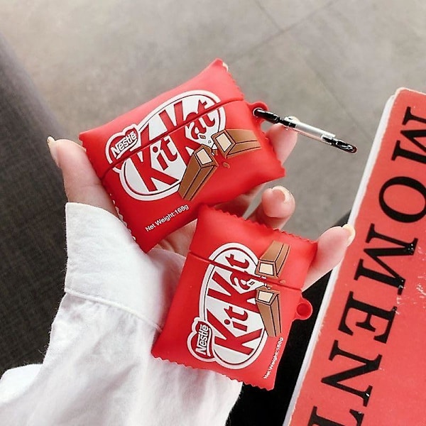 Sød Hylster til Airpods 2. / 1. Generation, 3D Chokolade Snack Hud Design Silikon Hylster Beskyttende Stødsikker Dæksler med Nøglering til Airpods Øretelefoner