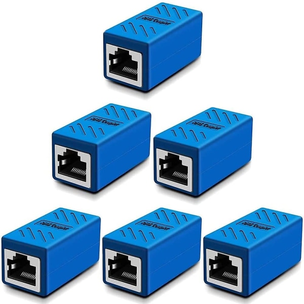 6-delers Rj45-kobling, nettverkskopling, ethernet-koblinger, cat7/cat6/cat5e/cat5 Ethernet-kabelforlengelseskontakt Skjermet in-line-kobling - hunn til