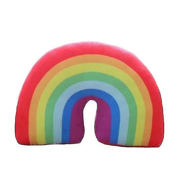 Kids Rainbow U-form pute Nakkepute Hodestøtte Soveplysj for barn (regnbue)