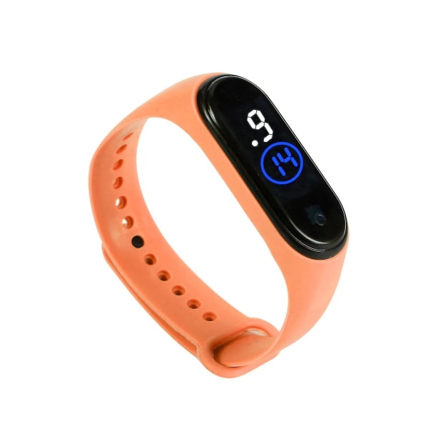 Electronic Watch Luminous Touch Screen 50m Waterproof Led Sports Wrist Watch Bracelet For Children_ahf Orange