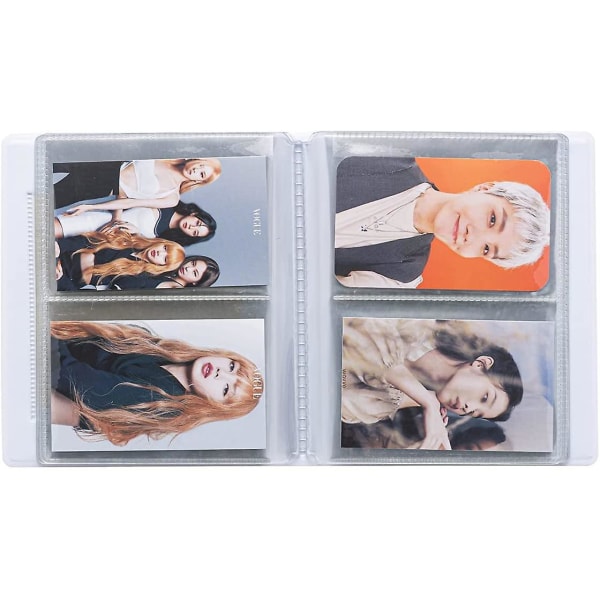 3 tums mini fotokortsbindare Kpop fotoalbum Kpop fotokortshållare ,hollphotocard ID-hållare 64 fickor (blå)