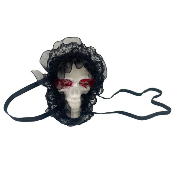 Lolita Lace Skull Single Eye Patch Gothic Blindfold Halloween Cosplay AccessoryRed