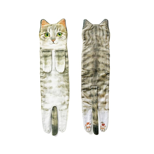 Lång kattformad handduk för hemmet Snabbtorkande handduk med spänne för badrumskök ser ut som en riktig kattunge 15*52 cm Ny (Hite Cat Handduk)