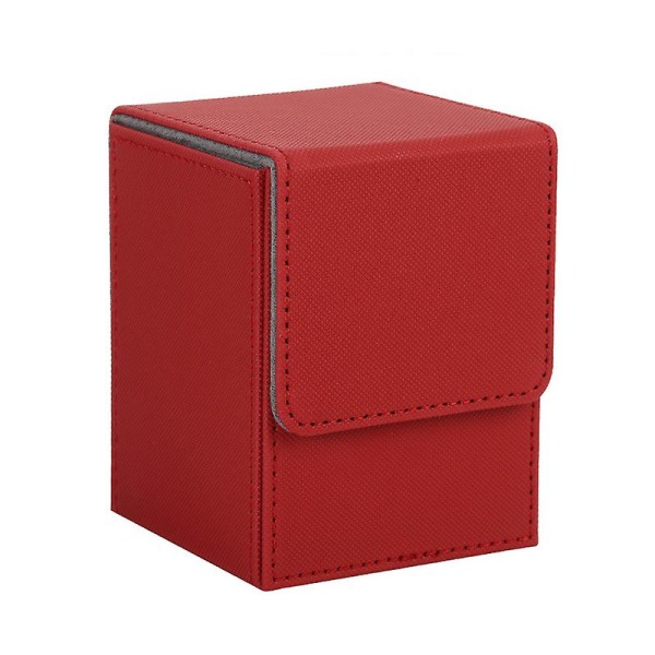 Premium Trading Card Deck Box - Stor storlek för 100+ kort med hylsor - Pvc gratis korthållare för Tcg (röd)