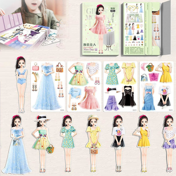 Magnetic Dress Up Baby, Magnetic Princess Dress Up Paper Doll Magnet Dress Up Games, Pretty Travel Playset Toy Dress Up Dolls For Girls Present（Set E)