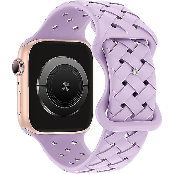 Silikonflettede armbånd Kompatibel med Apple Watch 38mm 40mm 41mm, Erstatningsbånd i silikon for sport, pustende for kvinner og menn - lavendel