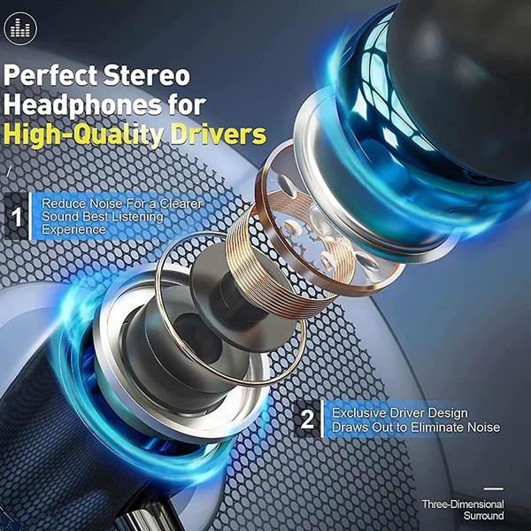 Trådbundna in-ear hörlurar 2 pack, brusreducerande hörlurar med mikrofon, ergonomiskt stereoheadset med 3,5 mm hörlursport för Iphone, Samsung Gala