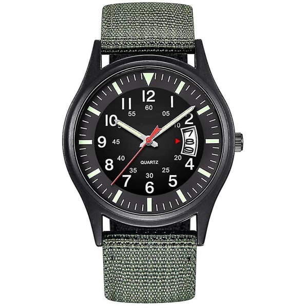 Men's Army Tactical Field Sports Analog Watch, Work Watch, Waterproof, Outdoor Casual Quartz Watch Men, Green, Bracelet