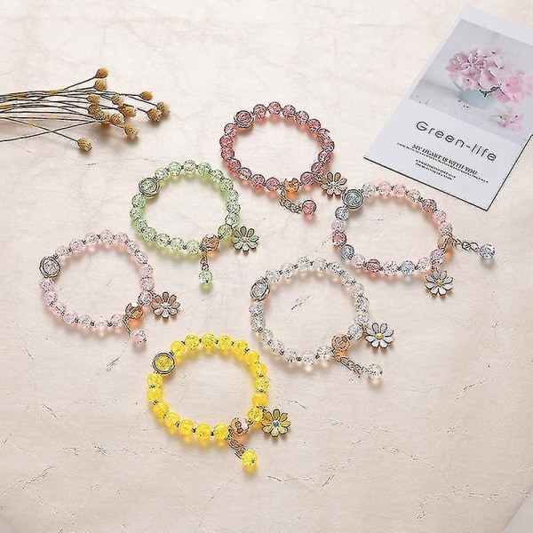 Armband med solros små tusenskönor imiterade glas smycken presenter för flickor (style4)