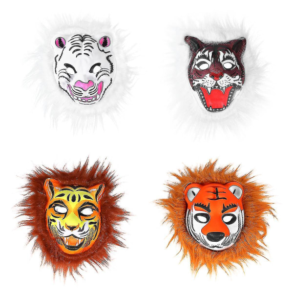 4 st Kids Creative Tiger Masks Cosplay Masker Festmasker Vuxna Kostymrekvisita (slumpmässig stil)