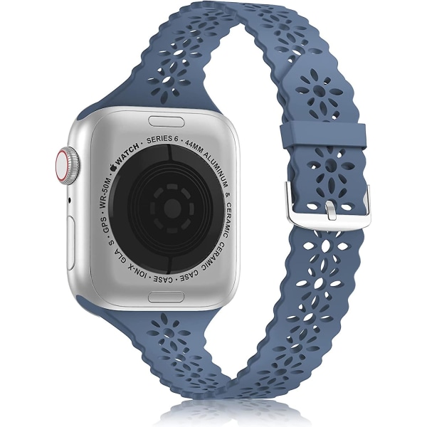 Silikonband i spets kompatibelt med Apple Watch -band 42 mm 44 mm kvinnor, smalt smalt, urholkat, bågat sportband, bytesrem för Iwatch S