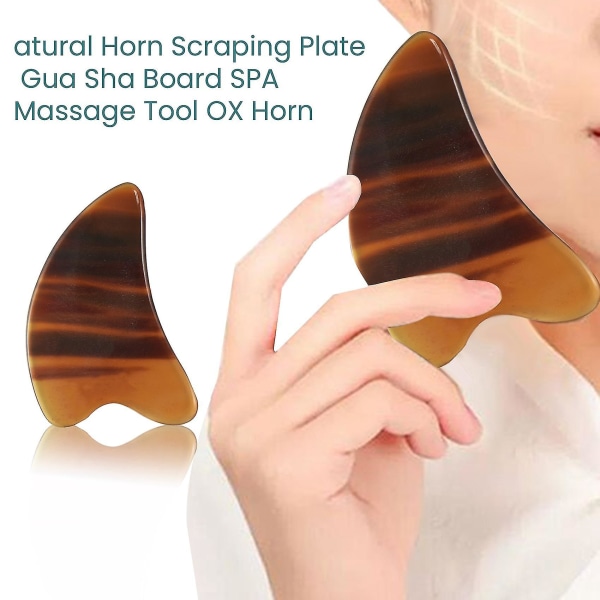 Naturligt hornskrabepladebræt massageværktøj Oksehorn Kropsmassageapparat Akupunkturskraber（gullig brun）