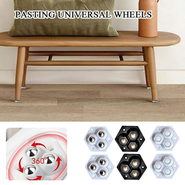 4 kpl Mini Universal Moving Wheel Vahva kantava pyörivä pyörä ruokapöydille (valkoinen)