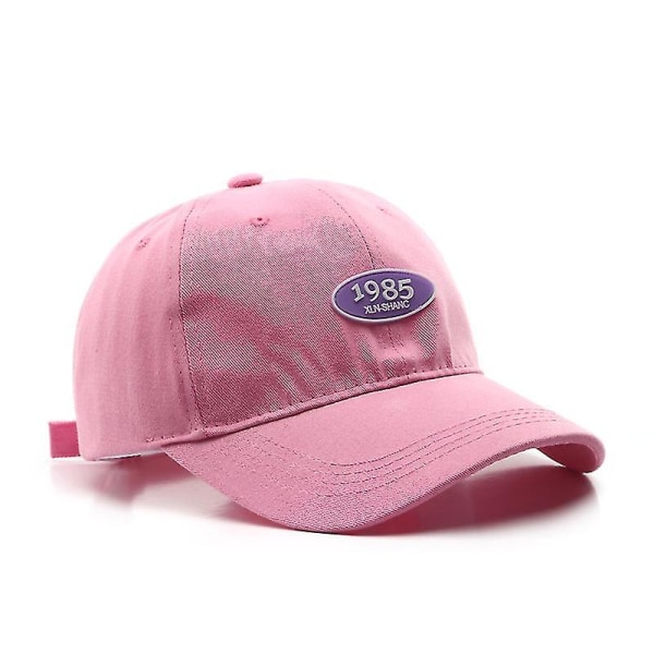 Cap i bomull för kvinnor och män Nummer 1985 Märkning Hattar Casual Snapback-hatt Sommarsolskydd Kepsar Unisex（Rosa）