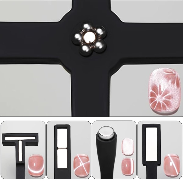 5 i 1 Nagelmagnetverktyg Stark effekt UV Gel Polish Magnetic Stick Verktyg för 3D Cat's Eye Gel Polish Tools (svart)