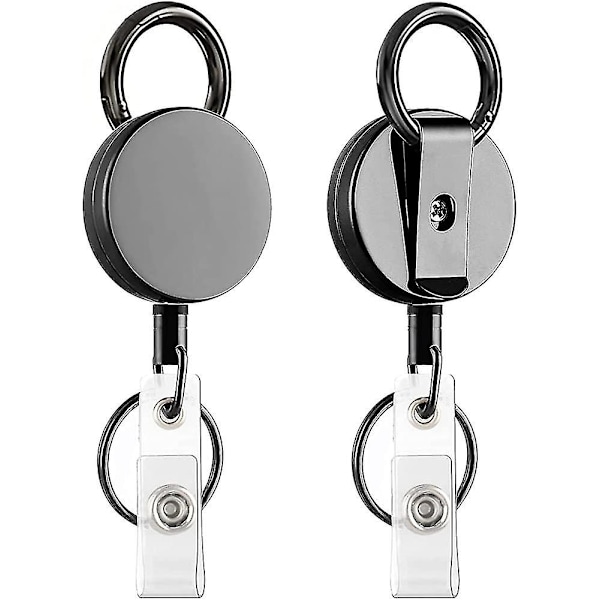 2 Pieces Retractable Keychain, Metal Id Badge Holder With Claw Clasp And Belt Gift