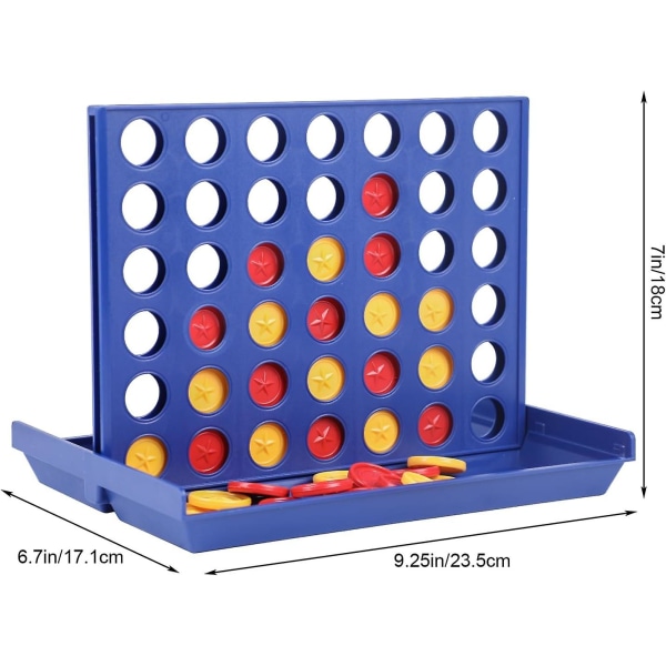 4 In A Line Game - 4 In A Row-spil Mini-størrelse brætspil til børn Sjovt Pædagogisk familiespil til børn-rejser Bærbar Praktisk størrelse（L）