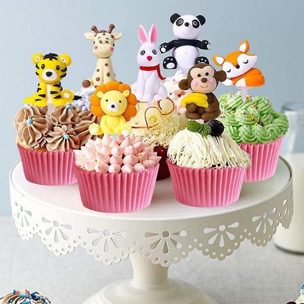 Cake Toppers Söpöt Viidakkosafariteema Eläimet Syntymäpäiväkakku Koriste Cupcake Topper Decor Koristeet lapsille Baby Shower Syntymäpäiväjuhla, 7 kpl