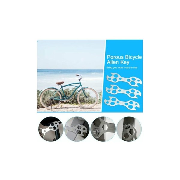 2-delad cykelreparationsverktygssats Set Multifunktionsnyckel Universal underhåll Bärbar Handy Silver