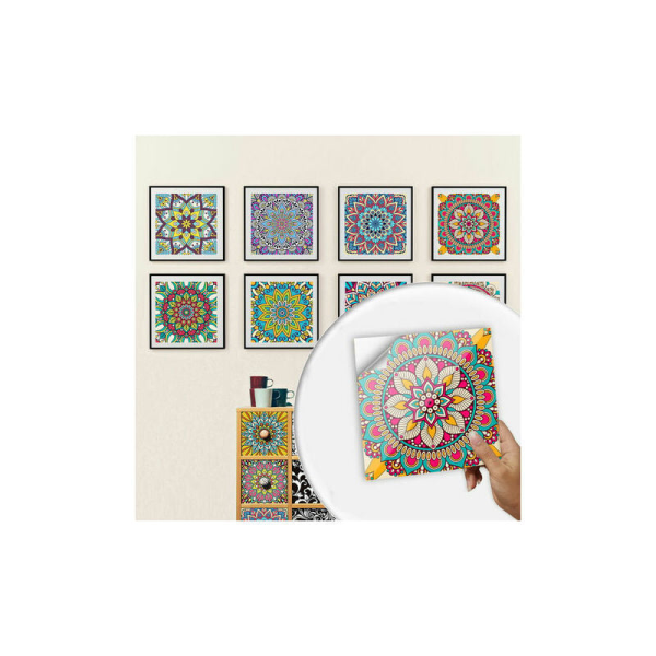 Marockanska kakelklistermärken för kök, 10st Mandala kakelklistermärken för badrum 10cm 10cm CHAM