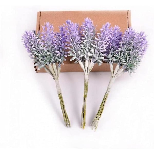 Mini lavendelblommor Konstgjorda blommor Handgjorda julbröllop Heminredning DIY Scrapbook presentförpackning (lila6st)