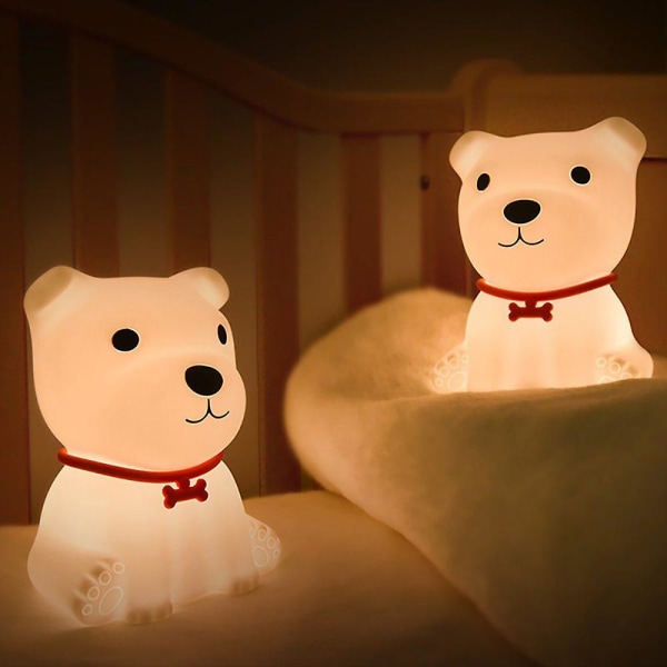Koiran yövalo Kids Kawaii Silikoni Night Light Baby 7 Himmentävä kosketushoitovalo USB latauksella Led yövalo Vauvanhuoneen baby sisustus/b