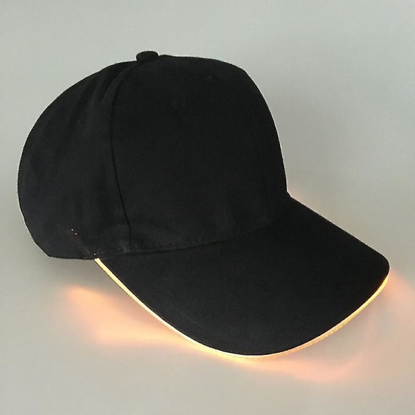 2020 højkvalitets Led oplyste hat til kvinder Hip Hop baseballkasket bomuld multifarvet festhatte til mænd Gorra Hombre（Sort multifarvet）