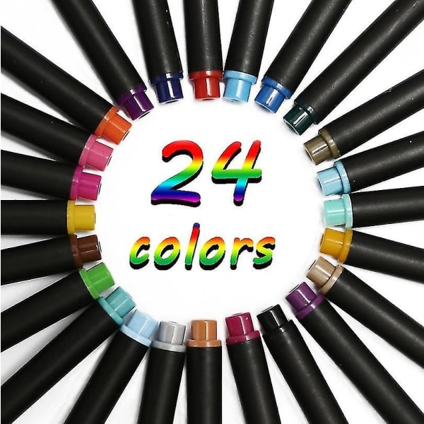 Värilliset kynät Hienokärkiset piirustuskynät muistiinpanojen kirjoittamiseen 24 väriä
