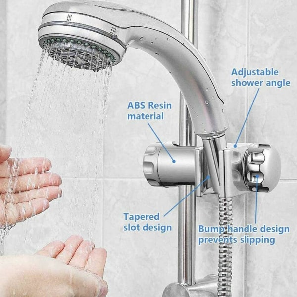 Justerbar handduschhållare för väggmonterad duschstång, utbytbar handduschhållare duschhuvudshållare 25 mm diameter justerbar ABS krom