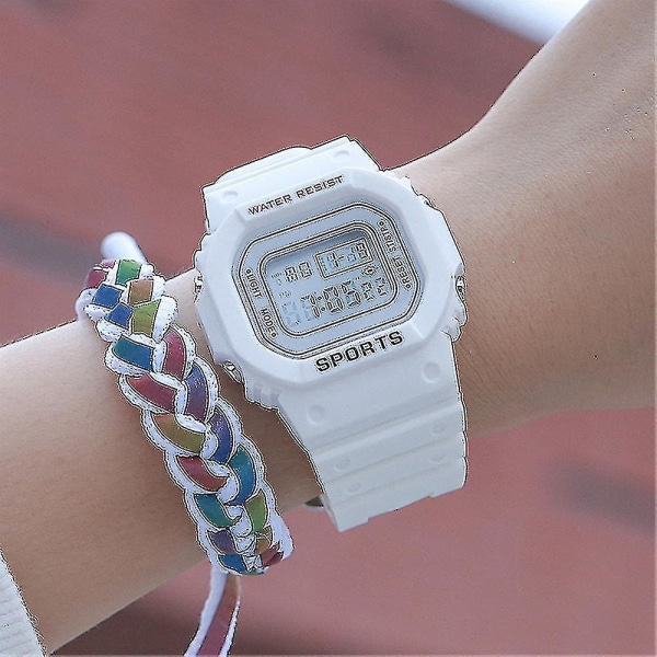 Kids Adults Multifunctional Electronic Digital Watches Waterproof Gifts White