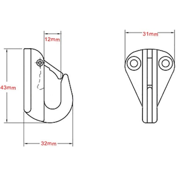 Marinkvalitet fjäderskärmkrokar i rostfritt stål, hårdvara fenderkrokar för bogserbåtar (silver) (2st)