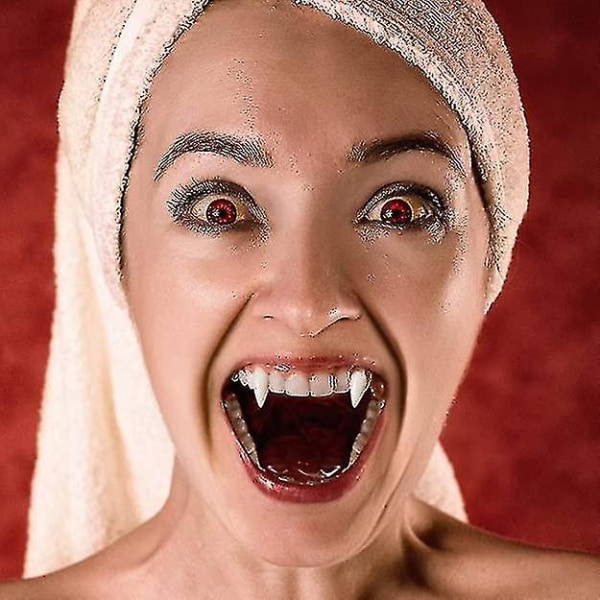 Cosplay hugtænder Realistiske skræmmende varulvetænder Festrekvisitter Vampyrtænder Halloween boldbanket (13 mm+15 mm+17 mm) (3 stk)