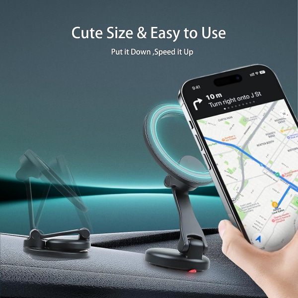 Magsafe bilfäste, handsfree stark magnetisk Dash biltelefonhållare kompatibel med Iphone 15 14 13 12 Pro MaxBlack