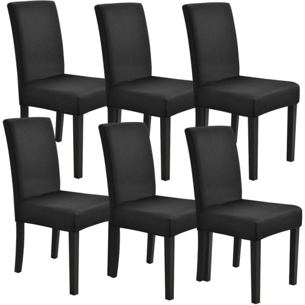 MINKUROW Set med 6 stolsöverdrag 42-53 cm mörkgrå, maskintvättbara, stretchiga stolsöverdrag (svart)