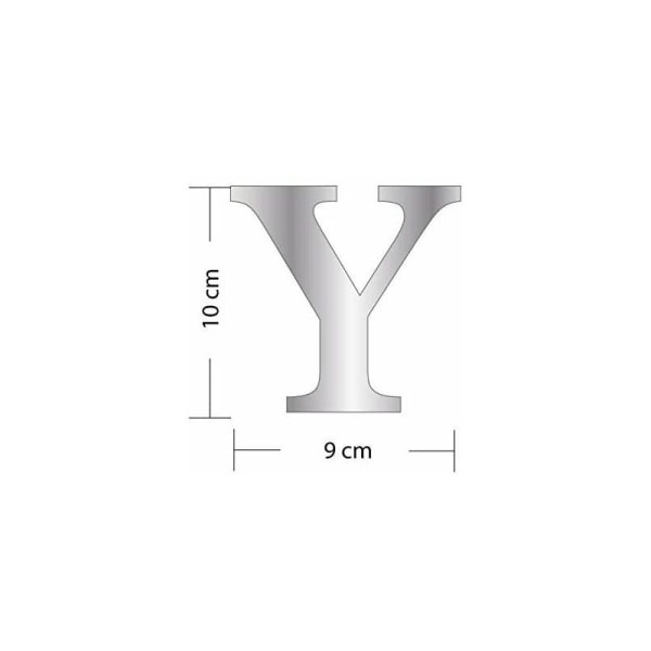 Självhäftande spegelbokstäver - bokstaven Y & - höjd 10 cm - självhäftande initial - spegelalfabetet - plexiglasdekoration - alfabetet 26 bokstäver CHAM