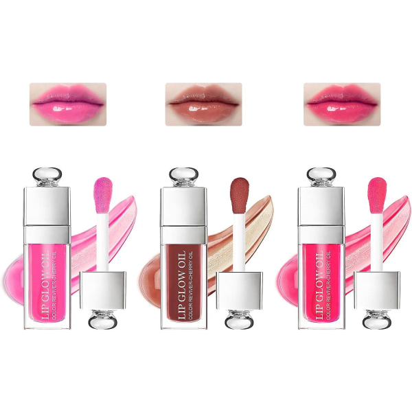 Lipgloss, fuktighetsgivende lipgloss, skinnende og sexy lipgloss, tonet lipgloss, leppeolje egnet for kvinners lepper Fuktighetsgivende og slitesterk rosa(001)（I）