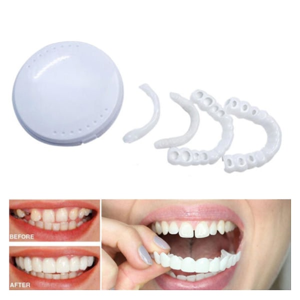 Nya Snap On Teeth faner, perfekta tänder tillfälligt utbyte, friska Creative Smiling Faner (vit)