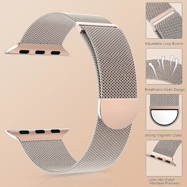 Kvindes & Mænd, Rustfrit Stål Mesh Loop Magnetisk Spænde Udskiftning Til Iwatch Bånd (41mm/40mm/38mm, Regnbue).