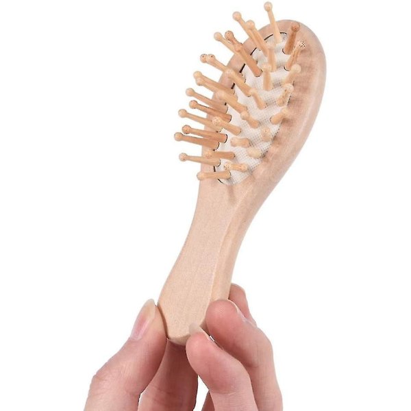 Bambu hårborste Antistatisk hårkam lösgörande träborste hårborste med handträ färg 2st