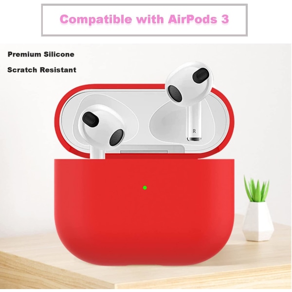 6st rött case kompatibelt med Airpods 3, skyddande cover för Airpods 3 2021 Generation, ultratunt, mjukt case för Airpods 3, Visib
