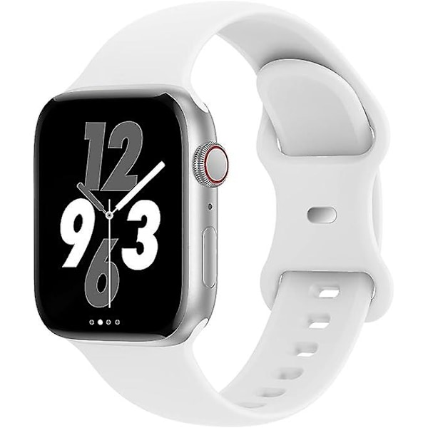 Remmer kompatible med Apple Watch 42mm 44mm 45mm 49mm, Utbyttbart mykt silikon sportstilbehør stropp armbånd for kvinner menn hvit