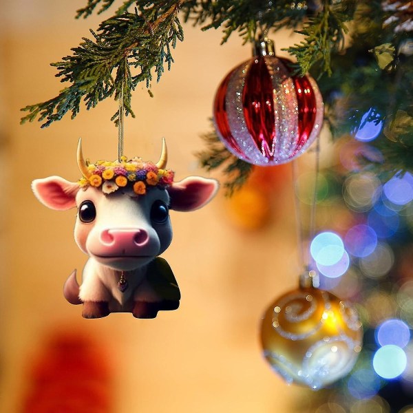 10 kpl söpö sarjakuva lehmä auton riipus kotipuun koristelu, joulukuusen koriste, kodin sisustus (10 kpl)