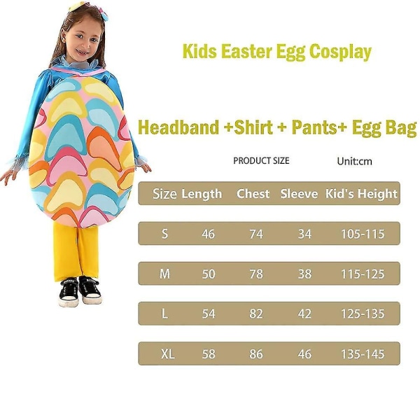 Børne farverigt påskeæg kostume piger påske kostumer fancy dress outfits gør-det-selv påskeæg elver kostume til småbørn (XL (135-145 cm))