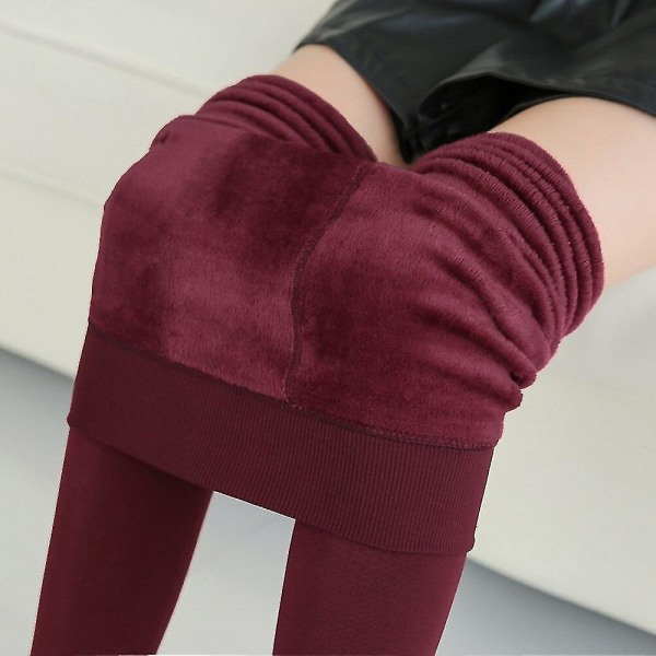 Varme tights for kvinner Vinterstrømper for strømpebukser Plus Size Fleece Hot Thermo Wrap Svartfôret Leggings Tykk Cashmere (Vinrød)
