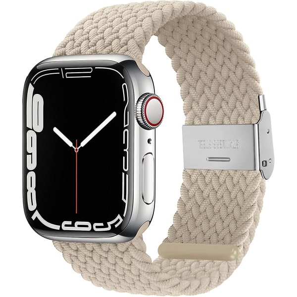 Justerbar flätad soloögla med spänne Kompatibel med Apple Watch Band 42 mm 44 mm 45 mm Mjukt armband Stretch Nylon Elastiskt band för Iwatch-serien