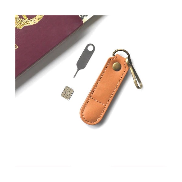 1 stk. kortfjernelsesstift og læderopbevaringsposesæt Anti-tabt bærbart værktøjssæt til universel mobil（Som vist）